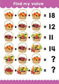 find my value math worksheet kid grade I mental maths addition subtraction kids