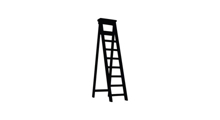 A stark black ladder stands against a white background a simple silhouette © Kuntol02