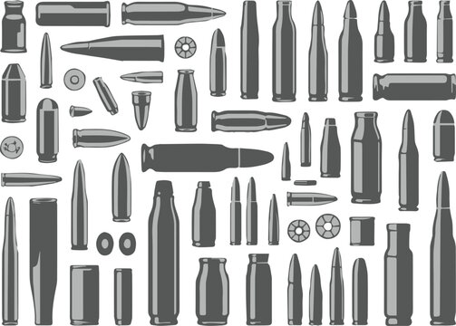 ammunition cartridge silhouettes comparison vector grid