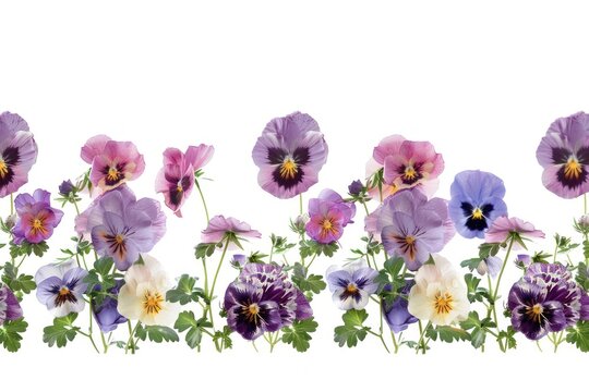 Pansy border collage cutouts geranium blossom anemone.