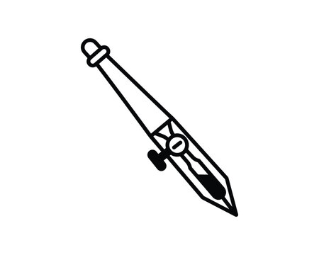 Calligraphy ruling pen vector drawing with ink adjustment