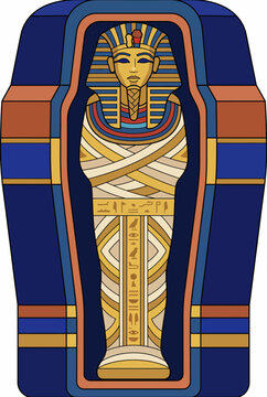 This detailed and vibrant illustration depicts an ancient Egyptian sarcophagus, conveying a sense of history and artistry, ideal for cultural or historical themes.