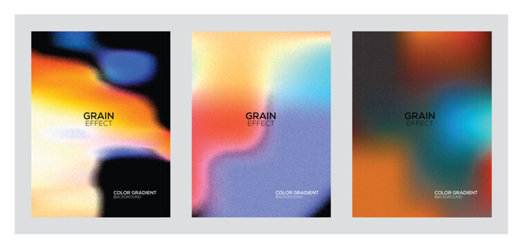 Set of abstract grainy gradient backgrounds with vibrant colors and noise texture for modern design