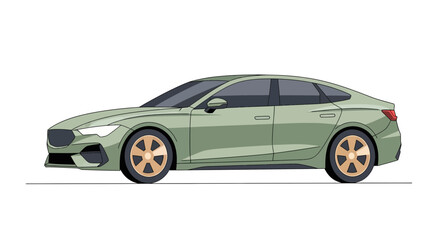 Fototapeta premium Sleek Sage Green Sedan Car Illustration, Modern Automotive Design
