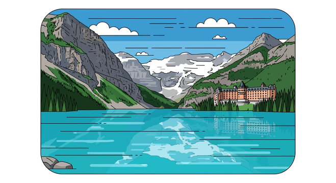 Serene Lake Louise with Fairmont Chateau, Rocky Mountains, Alberta, Canada