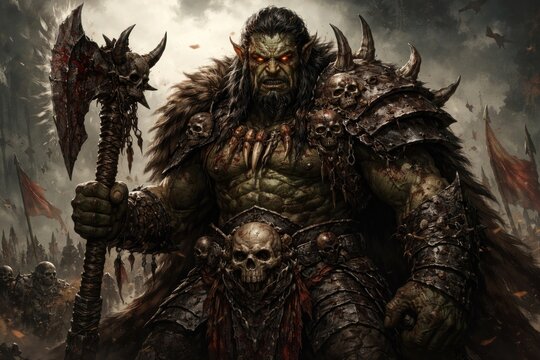 Fierce orc warrior illustration