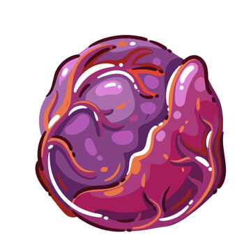 A vivid illustration of a purple cabbage showcasing its intricate textures and curves, ideal for fresh produce themes, food art, and healthy culinary projects.