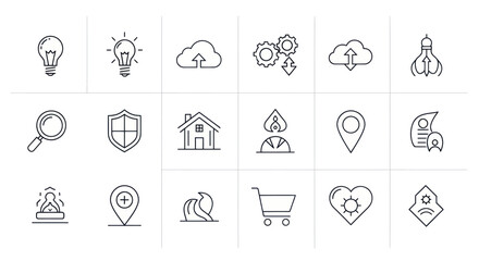 Fototapeta premium Modern Icon Set: Technology, Business, and Lifestyle Icons