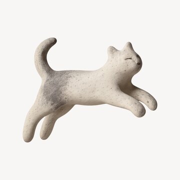Minimalist clay cat sculpture