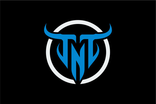 abstract initial TNT Blue Bull Logo Design Symbol.