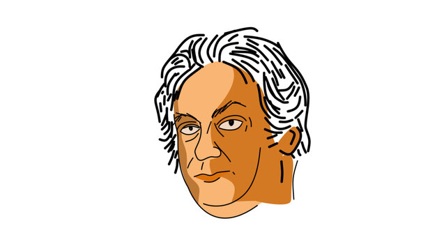 Jons Jacob Berzelius portrait, flat vector illustration