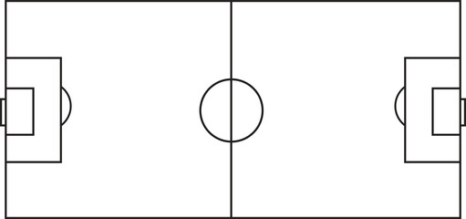 Soccer field outline top view with football pitch markings for sports strategy and layout design © MD