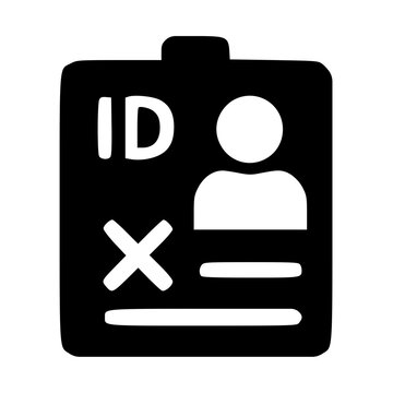 Revoked Identity : An identification badge with an "X" mark, indicating a revoked credential, denied access, or an invalidated user profile.