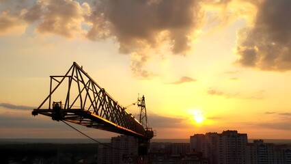 Fototapeta premium Industrial bridge silhouette at sunset