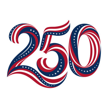 USA 250th anniversary logo with patriotic red white and blue design