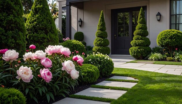 Elegant garden with flowering plants