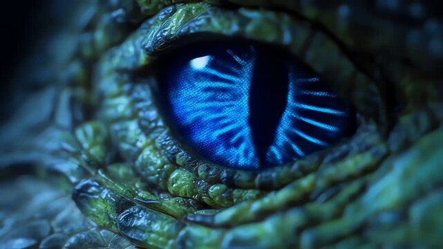 Glowing Blue Dragon Eye Extreme Close Up