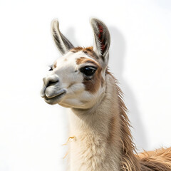 Fototapeta premium Close-up portrait of a beautiful llama, highlighting its distinct facial markings and soft fur