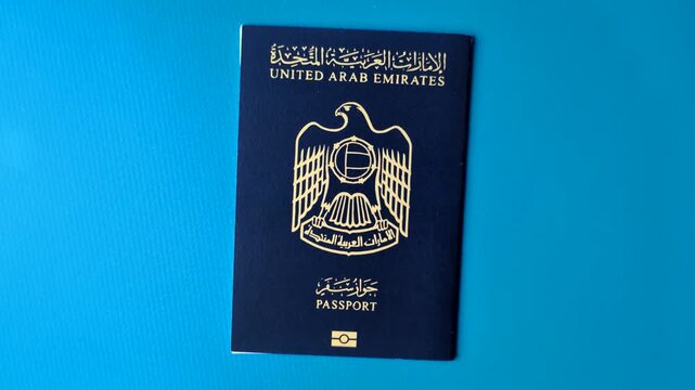 OAE passport for travelling, flying and doing business. Arabic document, id for crossing the border
