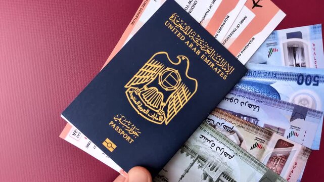 OAE passport for travelling, flying and doing business. Arabic document, id for crossing the border