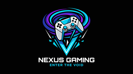 This captivating gaming logo showcases a vibrant design featuring a gamepad and swirling elements, embodying excitement and adventure in the gaming community. © Huilong
