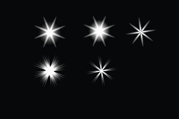 Fototapeta premium A glowing vector illustration of a bright star burst and fireworks explosion creates a festive design pattern against the black night sky for a holiday celebration or space wallpaper