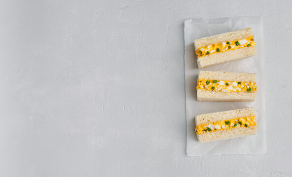 Japanese egg salad sandwich, Tamago sando, top view