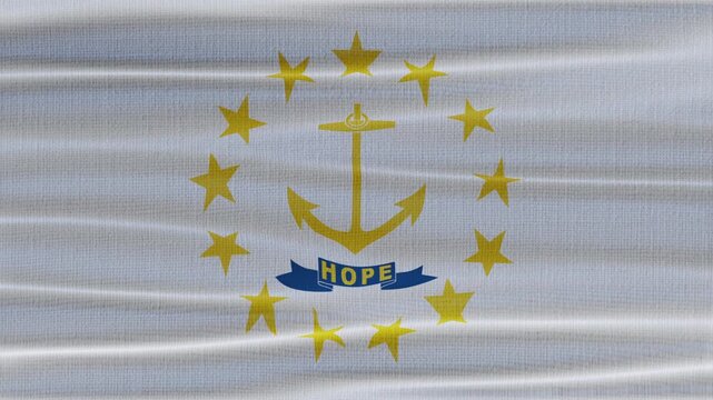 Rhode Island flag waving in the wind with high quality fabric texture