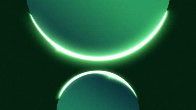 glowing scene top bottom semi circle green evergreen motion graphic video footage background. moving glowing shine lightning scene frame full hd 30 fps. Gradient grain texture backdrop animation.