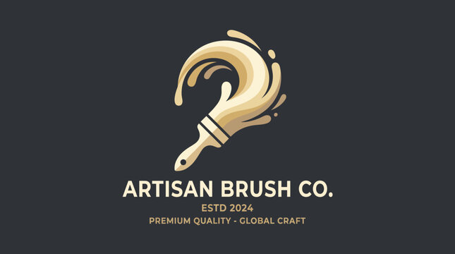 The logo for Artisan Brush Co. features a brush design representing premium quality and artistry, focusing on global craft skills and creativity in a sophisticated style.