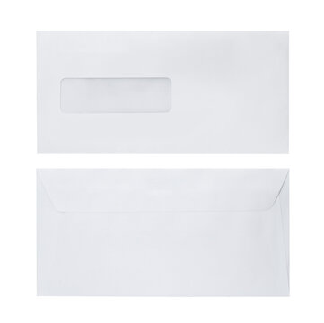 White window envelope mockup isolated on white background. 