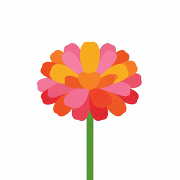 Colorful Layered Flower Illustration Bright Decorative Floral Design