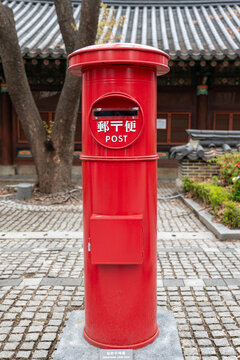 포스트, 박스, red, 메일, 우체통, 郵遞筒, 우편