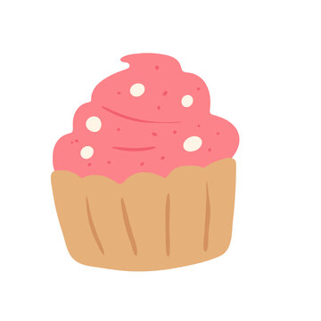 cupcake cream dessert hand drawn vector illustration
