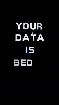 glitching text with words your data is being tracked in vertical