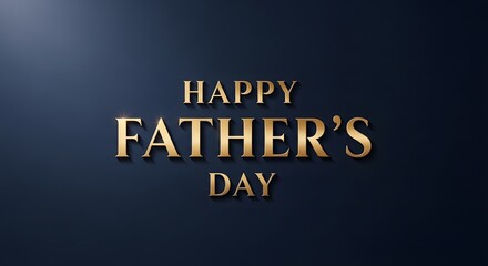 Obraz premium Happy father's day elegant gold text on dark blue background celebrate dad