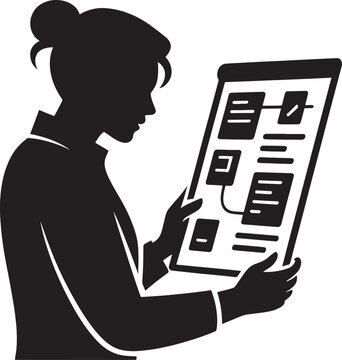 Woman Reading Tablet Digital Content Vector Icon