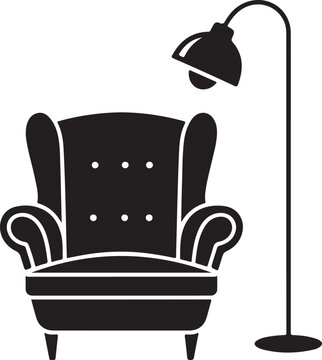 Armchair Floor Lamp Living Room Furniture Vector Icon