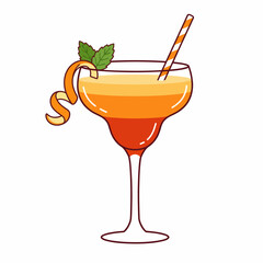 A stunning cocktail garnished with an orange twist and mint leaf presents a vibrant and refreshing drink, showcasing creativity and flair in mixology for cocktail enthusiasts. © Yibin