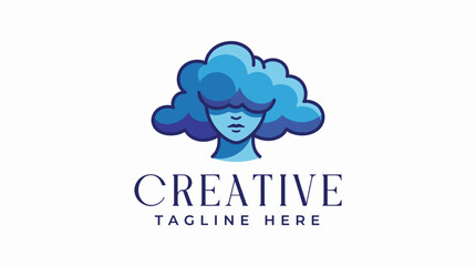 A unique illustration depicting a stylized cloud with a human face represents creativity and introspection, inviting viewers to ponder on imagination and thoughts. © Yibin