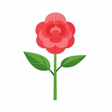 Red Camellia Flower Illustration Stylized Botanical Floral Design