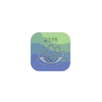 Abstract lotus flower logo with wavy background and number 2078, the number '207