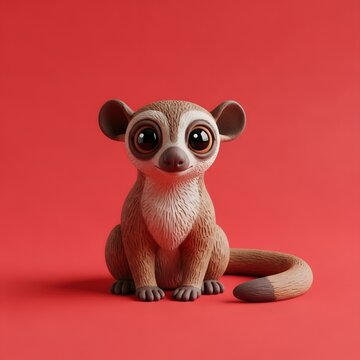Charming slow loris portrait a wide eyed primate on a red background