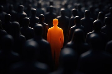 Obraz premium Individuality amidst dark crowd