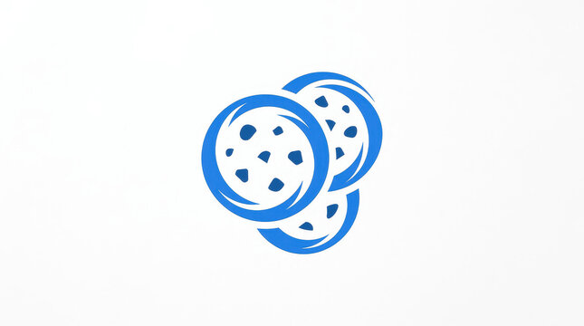 Three Blue Minimalist Cookie Icons with Flat Design