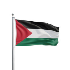Fototapeta premium Waving flag of palestine on a metal pole isolated on a transparent background