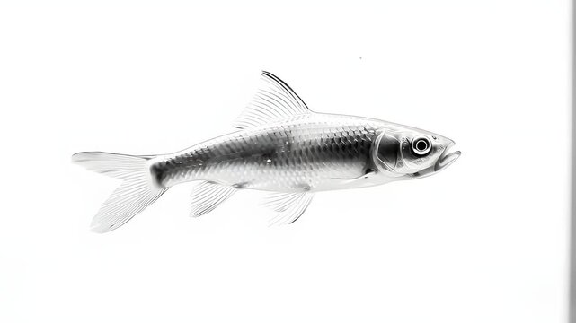 Black and white fish illustration on a plain white background