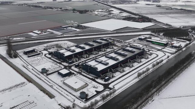 Winter Aerial Hyperscale Datacenters in The Netherlands.