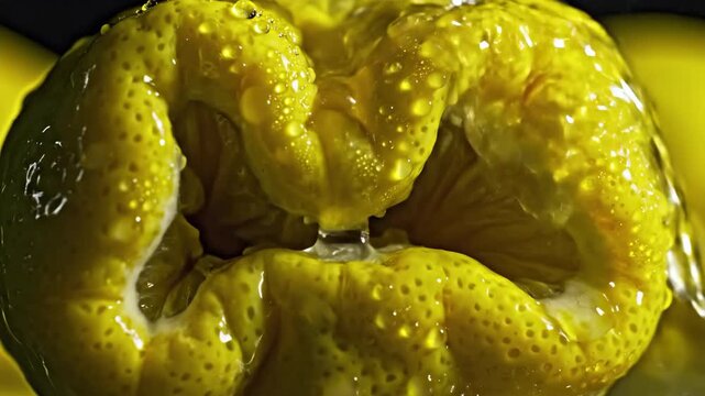 Close up of a fresh citron with water droplets