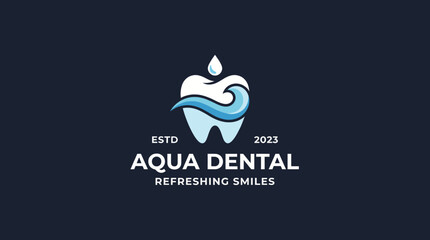Fototapeta premium This logo features a tooth with a water splash design, representing dental care and a refreshing approach to oral health with a modern and clean style.